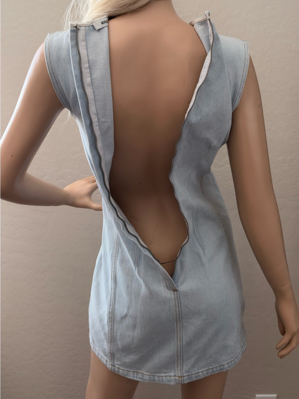 AGOLDE Barton Denim Mini Dress Light Indigo Size XS - Picture 9 of 17